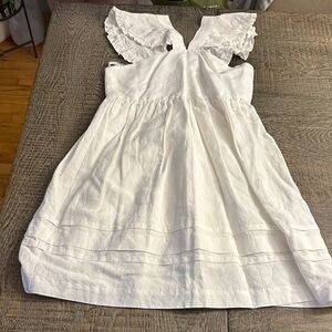Zara White Kids Dress with Ruffled Sleeves